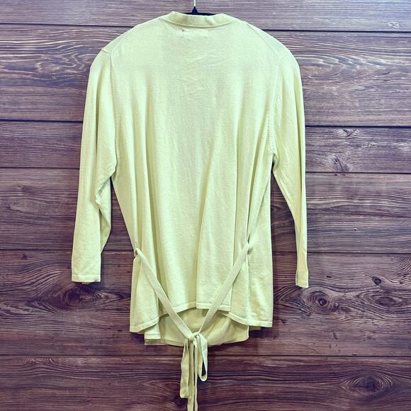 MAX EDITION Neon Green Tie Belt Knit Wrap Top Sweater Shirt Blouse SZ L C101961 - Picture 4 of 8